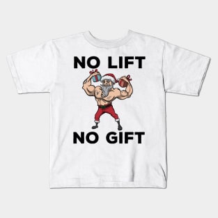 Workout Lifting Lifter Santa Claus Gym Christmas Fitness Kids T-Shirt